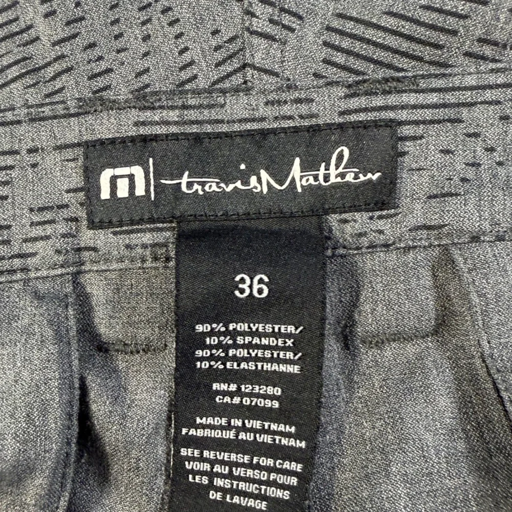 TravisMathew Mens Gray Tropical Palm Print Golf Shorts 36 Performance Stretch